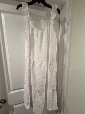 Dreamers White Textured Tiered Dress